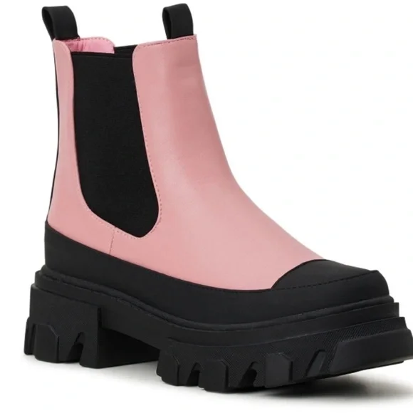 Portland Boot Company Pink&Black Streetwear Vegan Chelsea Boots, Size 8.5 - Picture 1 of 7